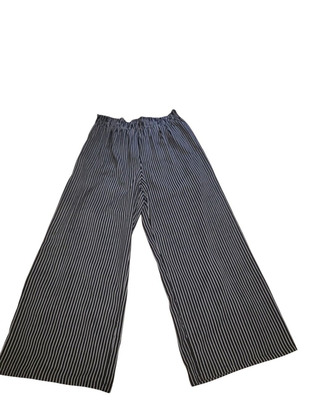 Freeoak EUC Black & White Pinstripe Wide Leg Paperbag Waist Pants Size XL